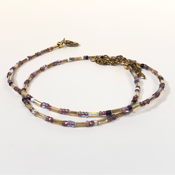 Handmade Beaded Jewelry Necklace Choker Bracelet Anklet Multicolor Gold - Picture 2 of 5